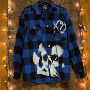 The Weeknd blue button down flannel merchandise